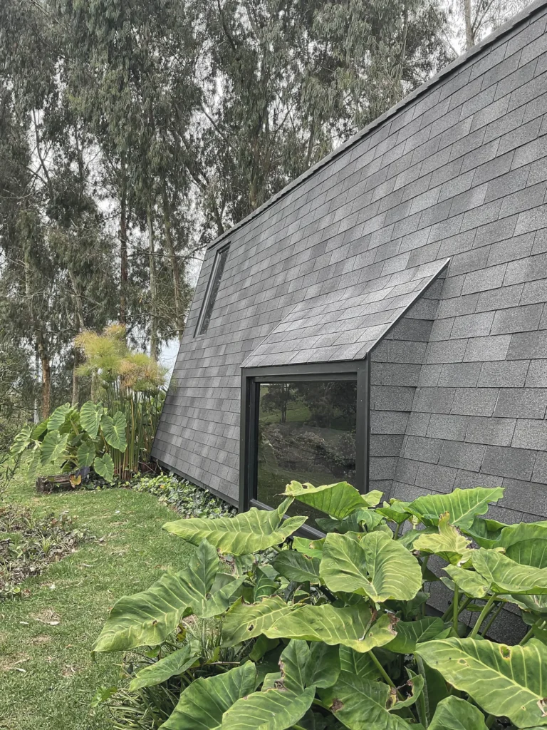 Cabin in La Unión – side façade clad in black tiles
