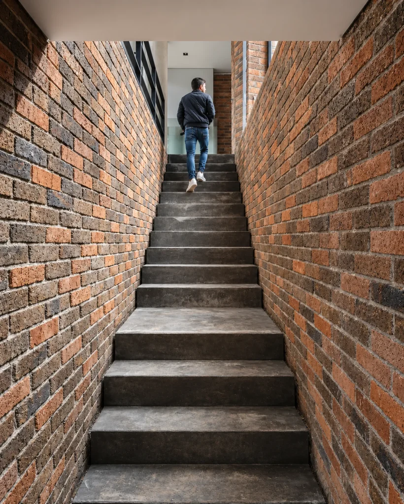 Casa Botero – stair between brick walls
