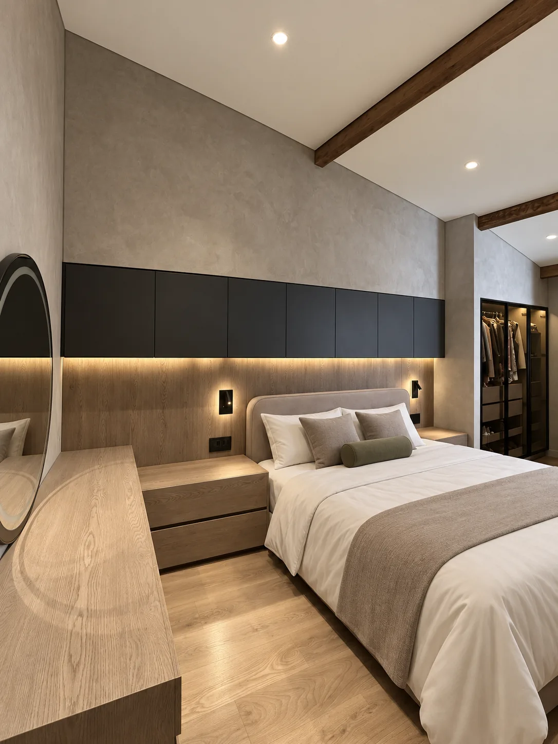 Casa Gascuña S&A – Wood headboard with indirect lighting
