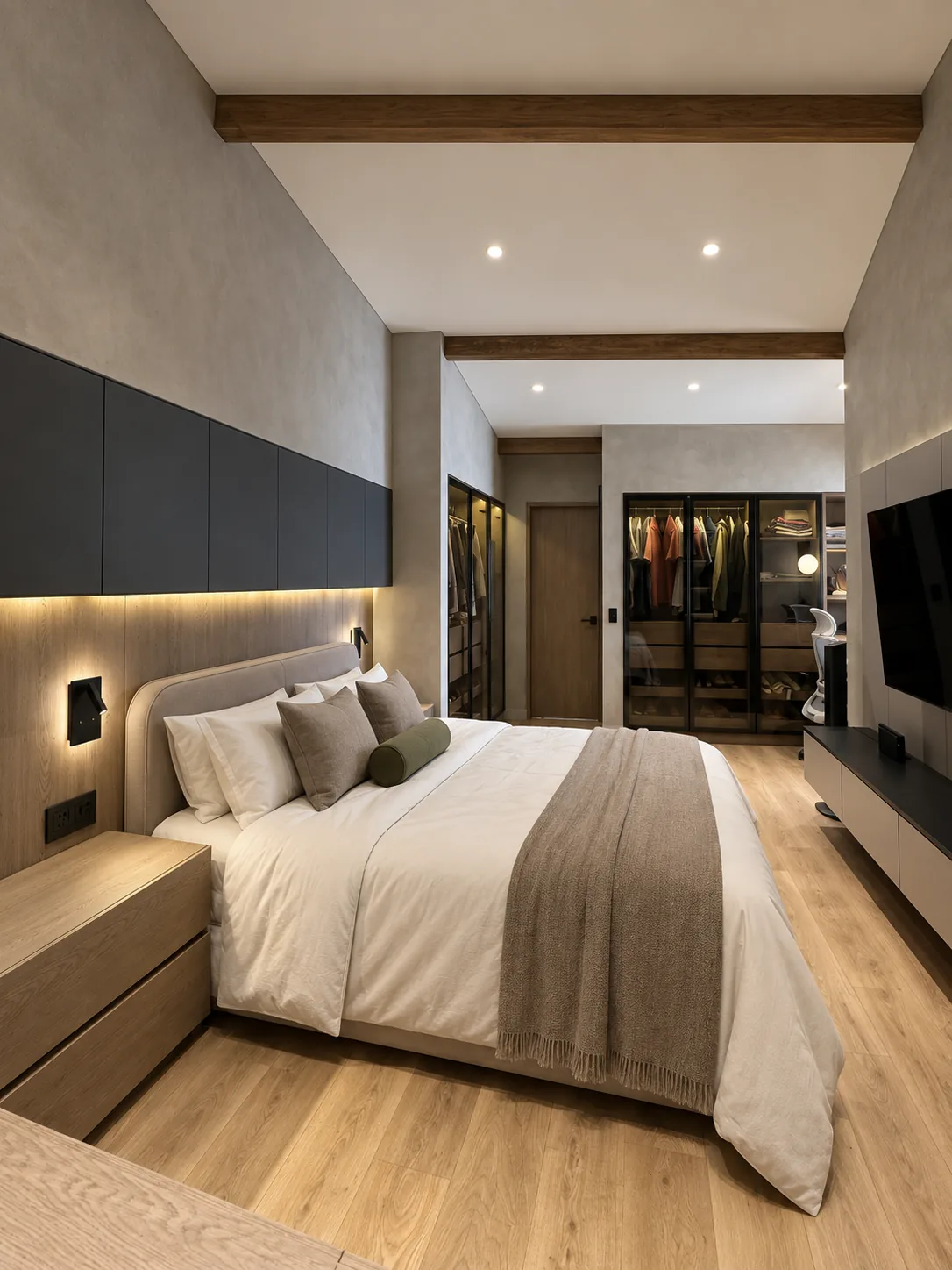 Casa Gascuña S&A – Master bedroom with view toward the walk-in closet