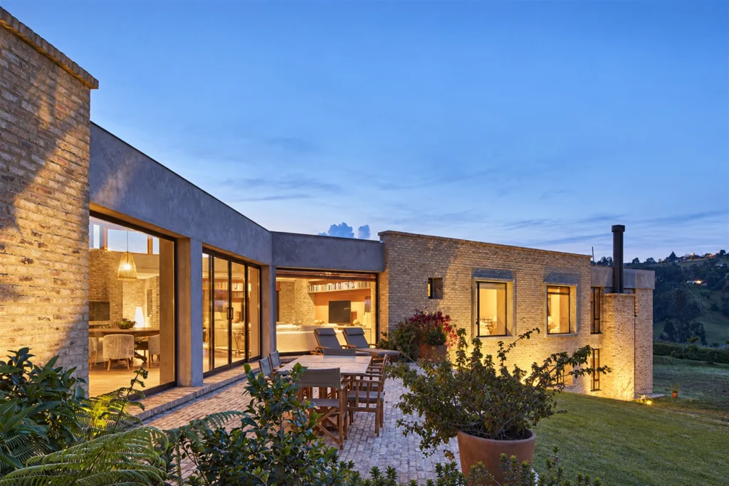 Casa Subachoque – interior courtyard with terrace and large windows