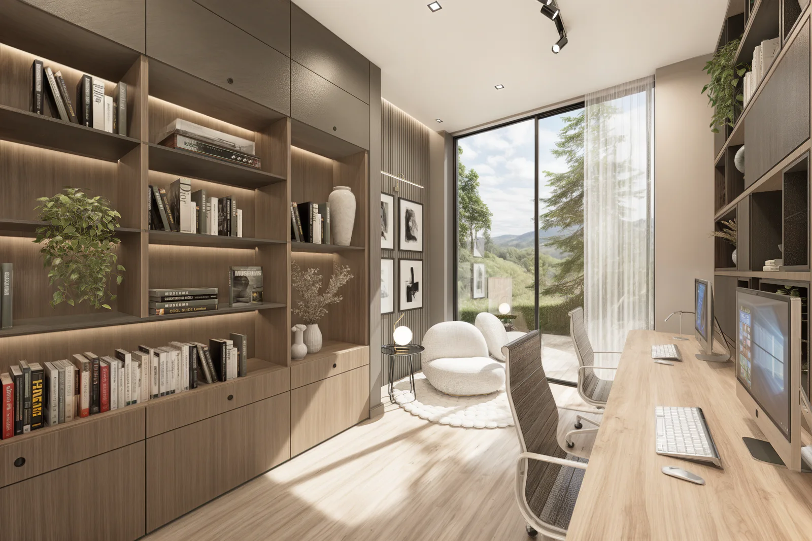Casa El Retiro E&W – study with wood bookcase