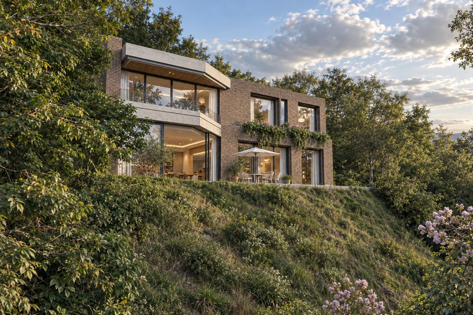 Casa El Retiro E&W – façade on the slope