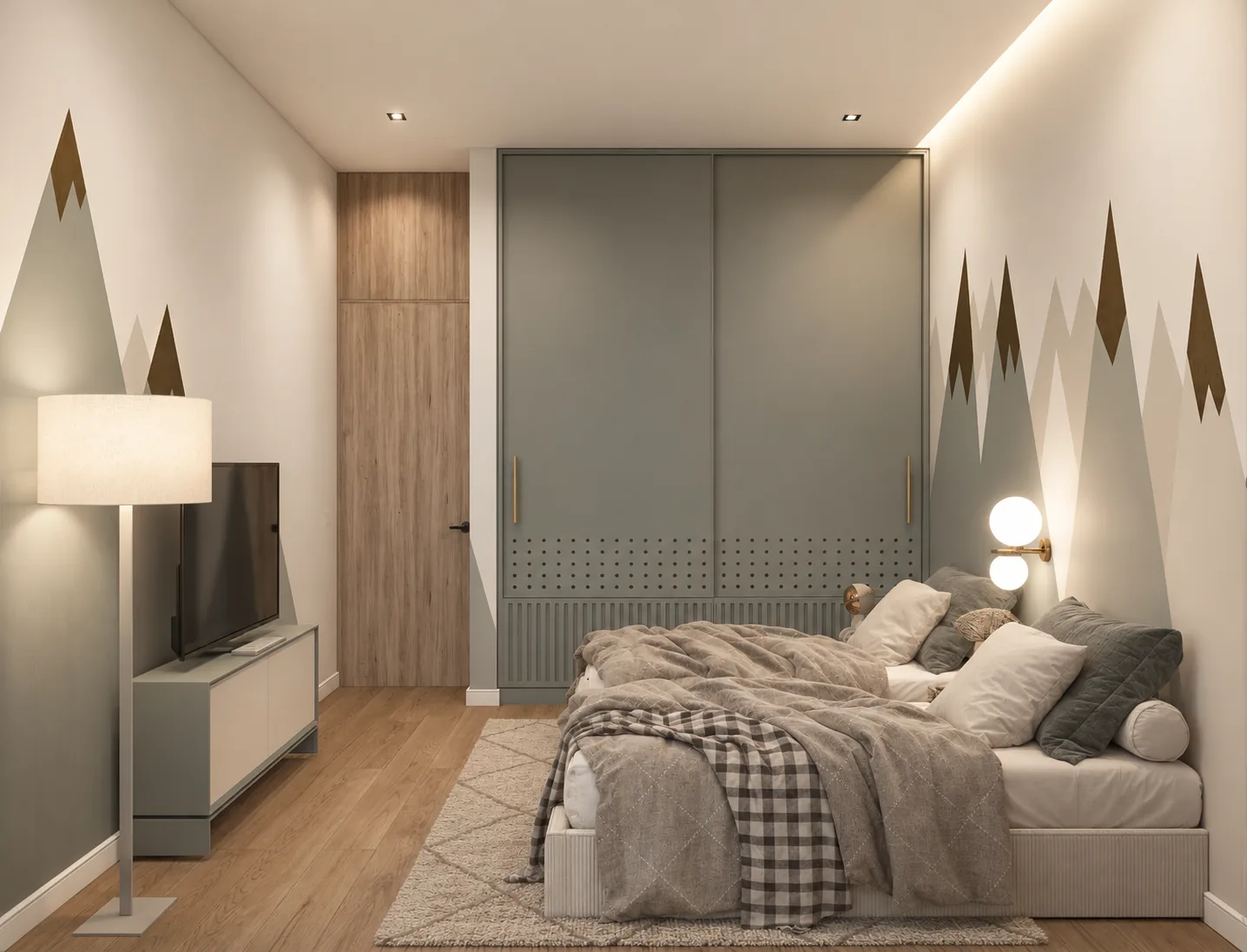 Casa El Retiro E&W – children’s bedroom with mountain mural