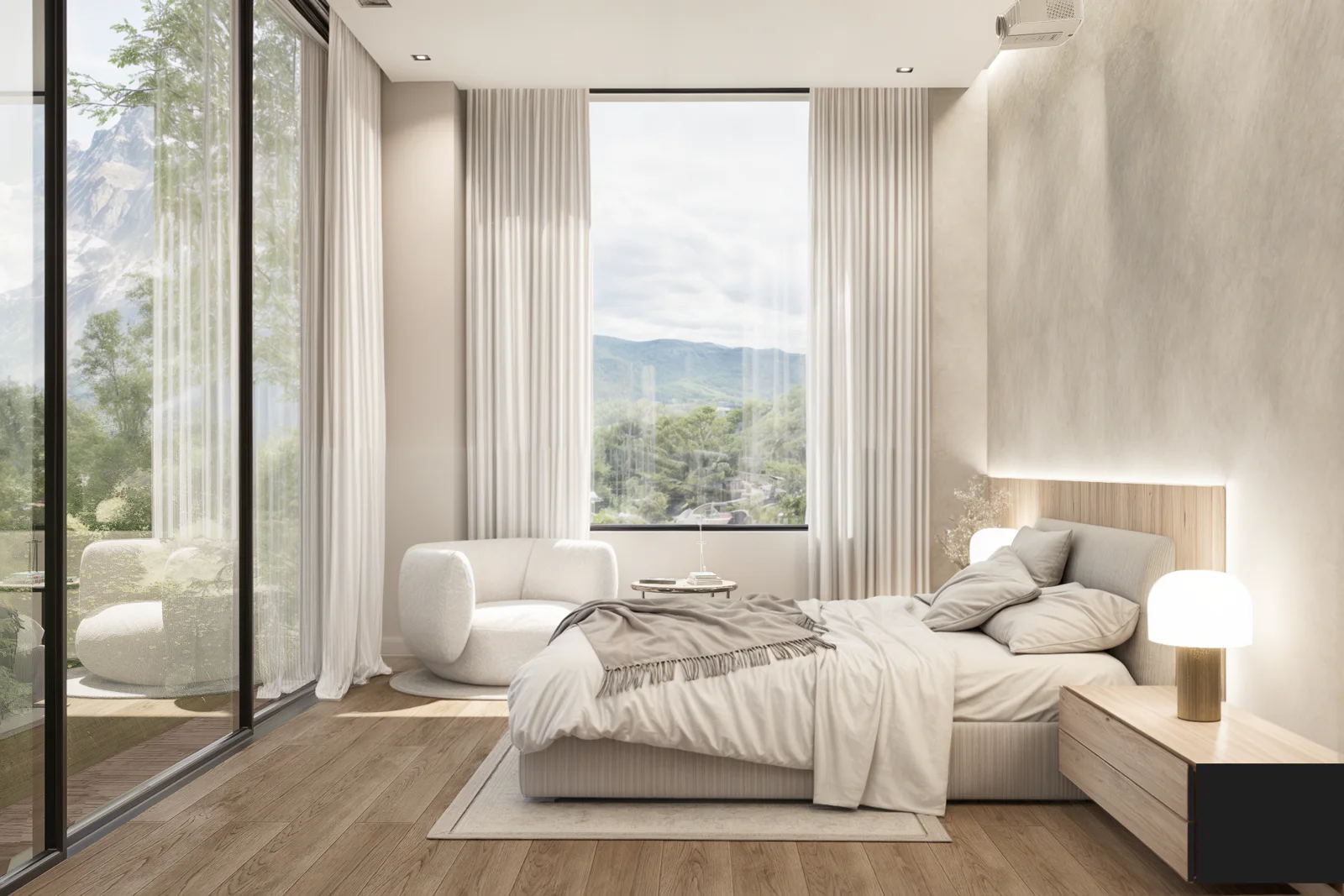 Casa El Retiro E&W – master bedroom with large window