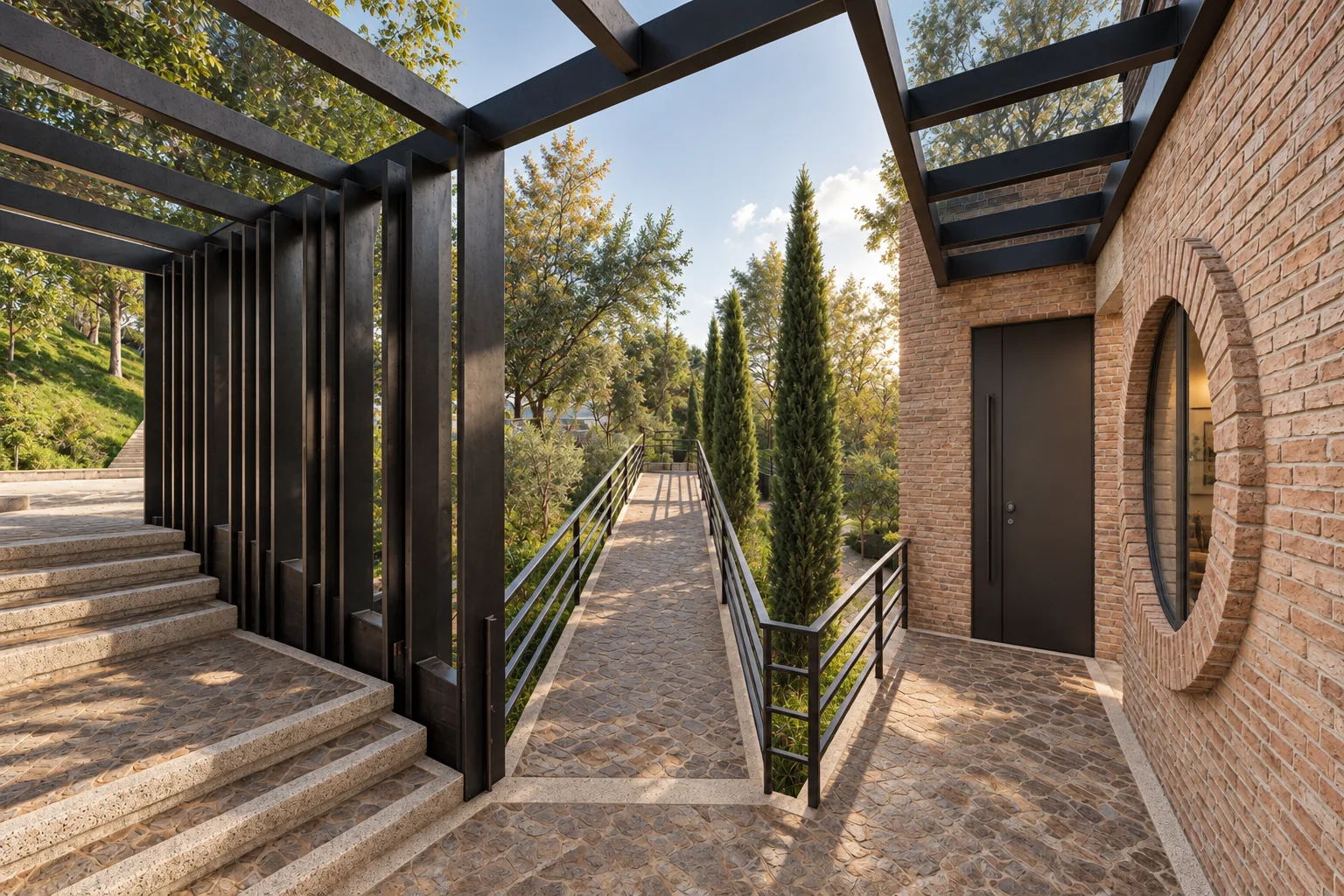 Casa El Retiro E&W – covered entrance bridge