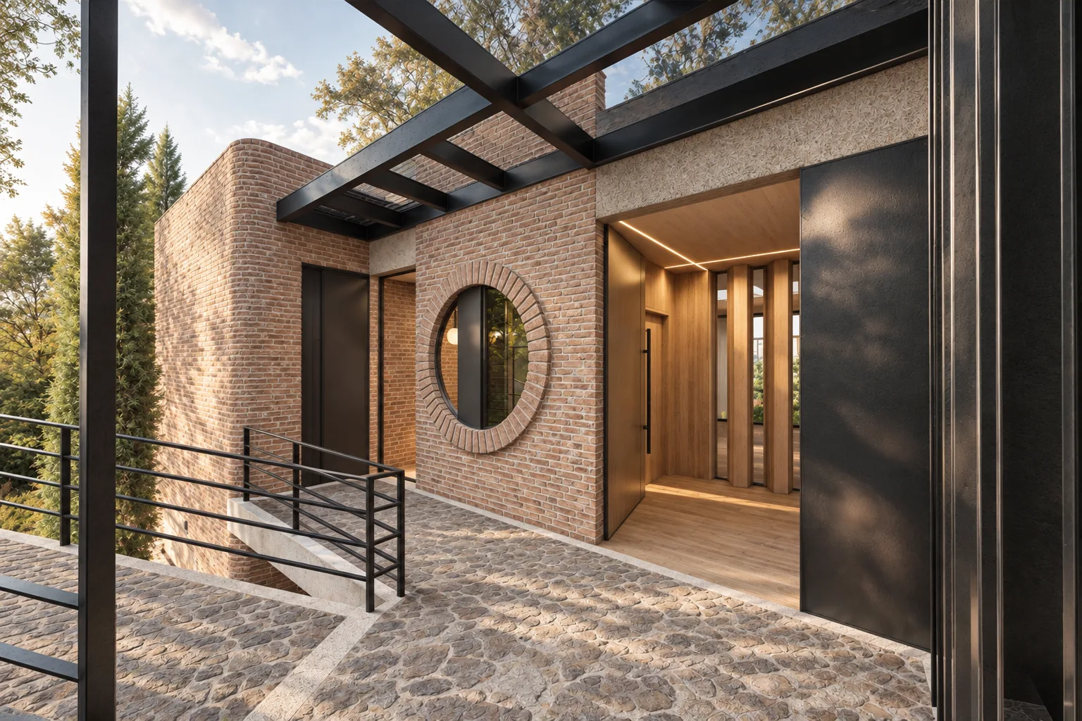Casa El Retiro E&W – entrance with circular door