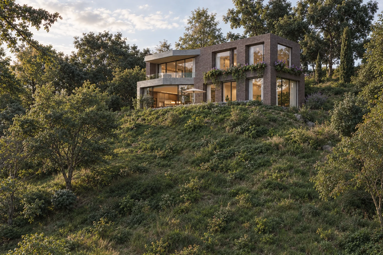Casa El Retiro E&W – exterior view over the hillside