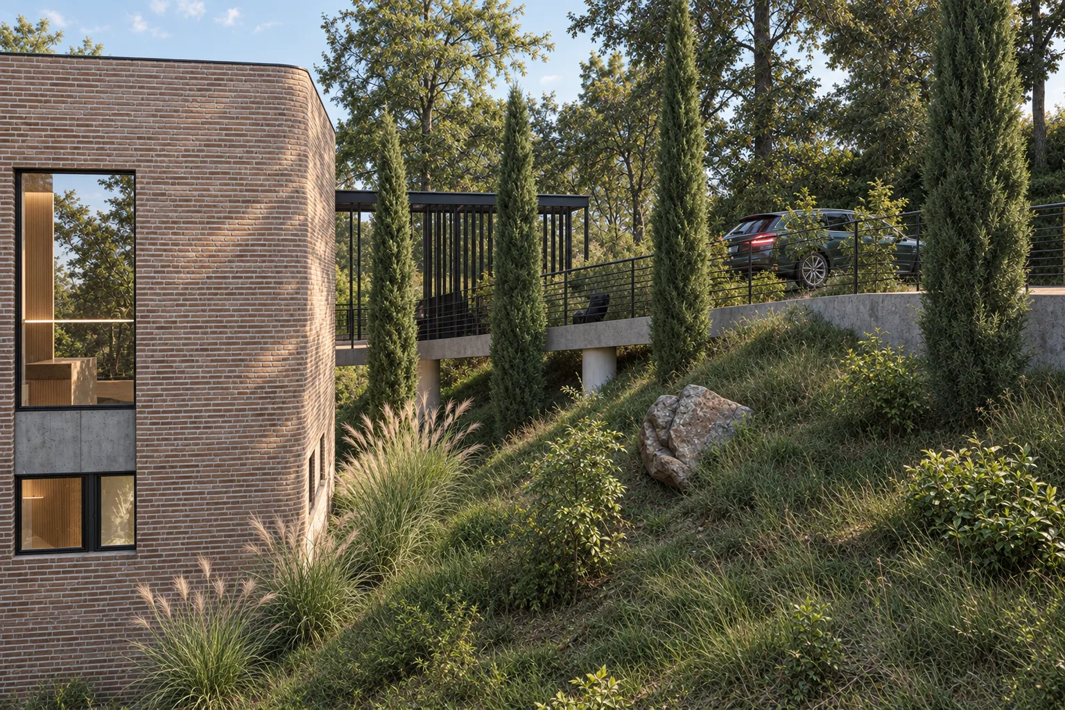 Casa El Retiro E&W – brick volume in the forest