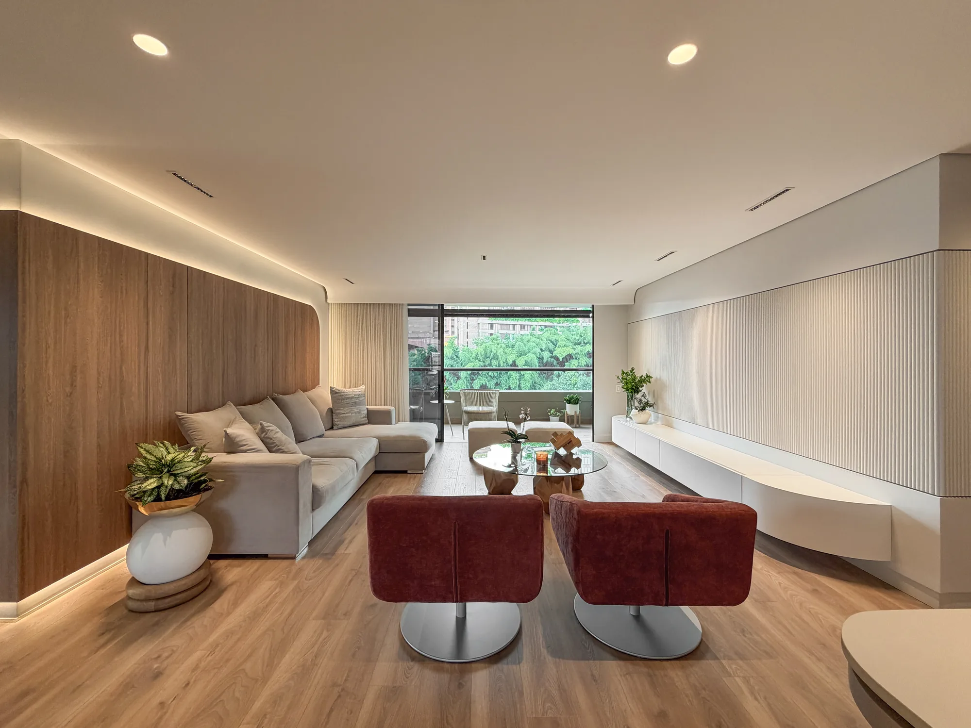 La Campiña W&D – Zona social integrada con vista al balcón