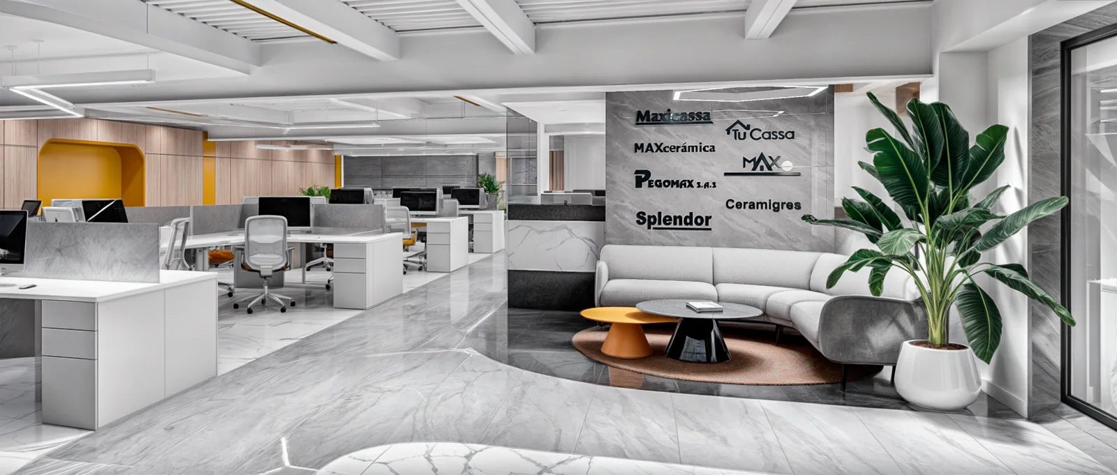 Maxicasa 05 – waiting area with corporate mural