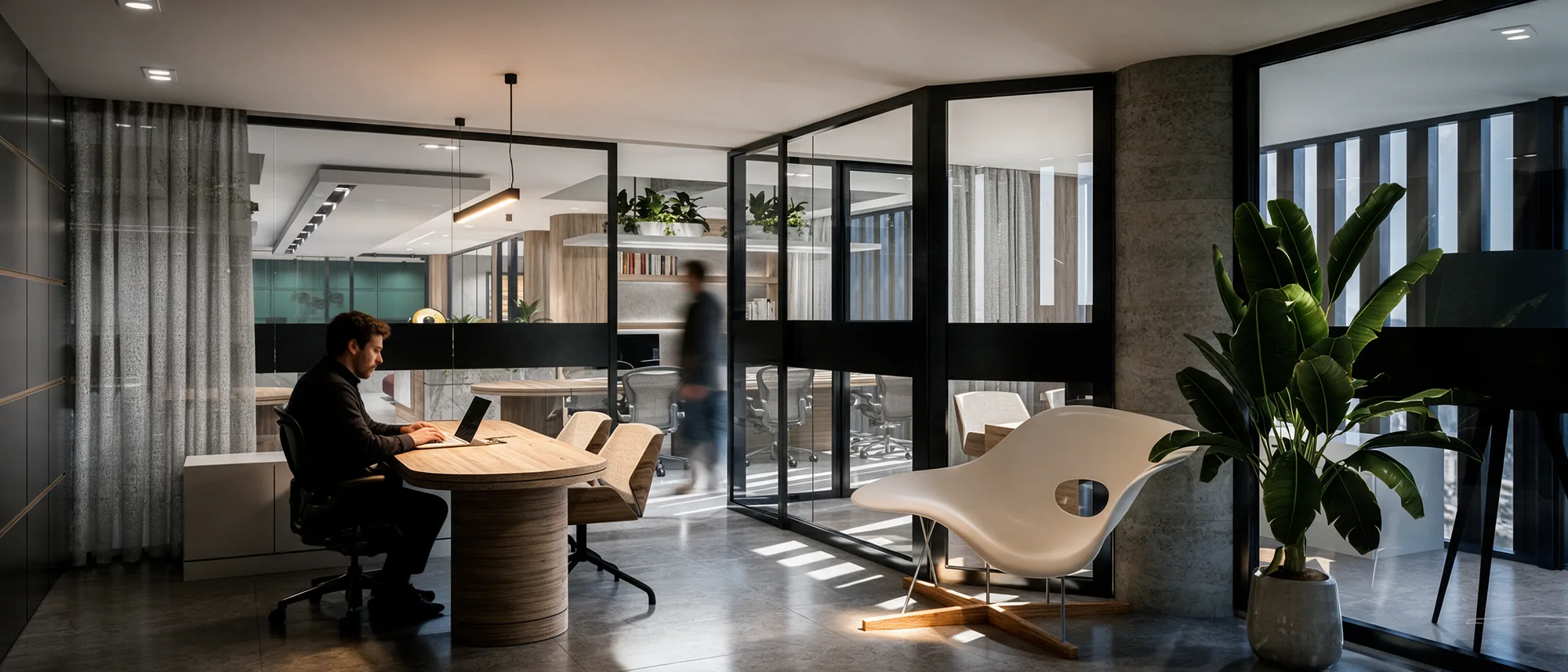 Villa & Asociados Offices – private office with glass partitions