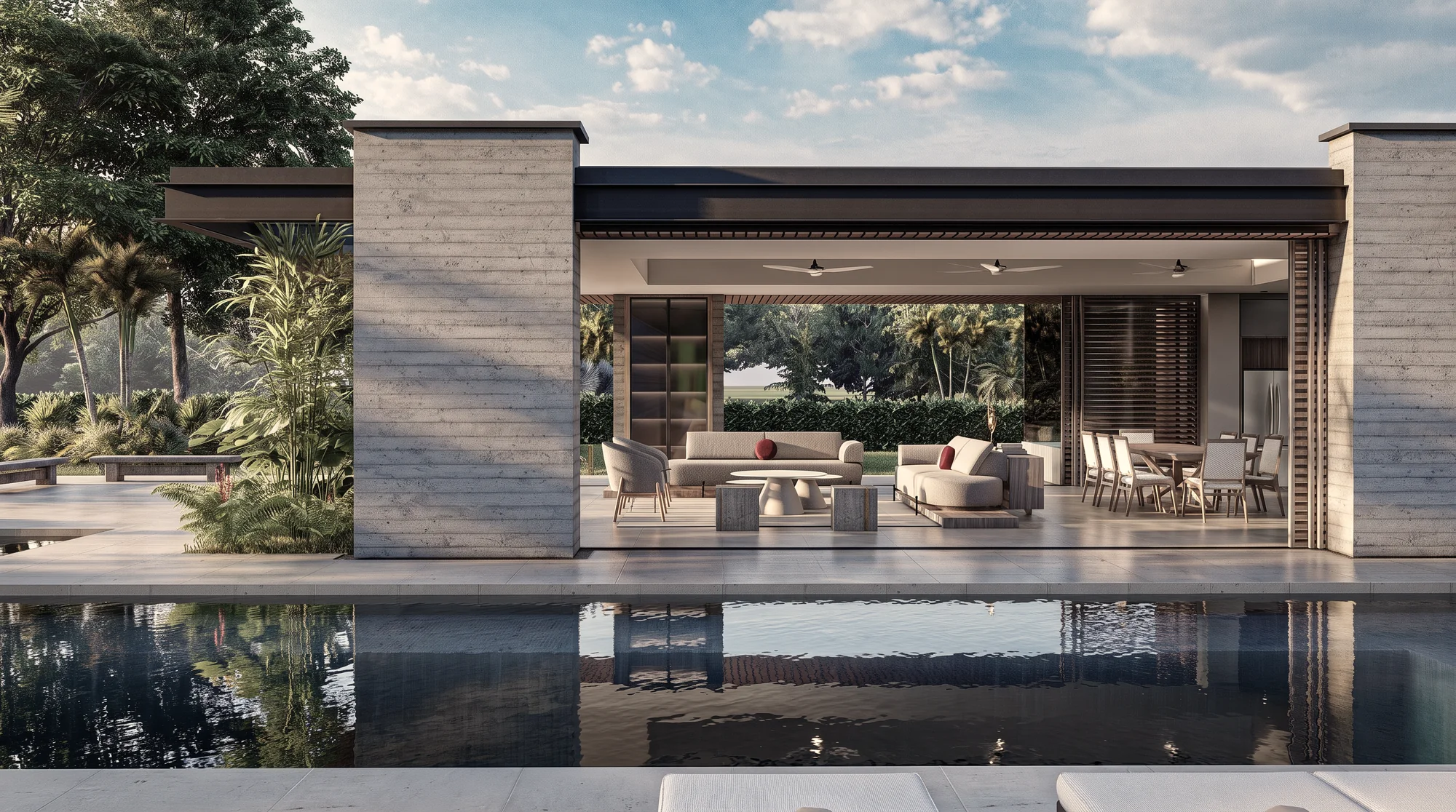 Casa Villavicencio – outdoor lounge beside the pool