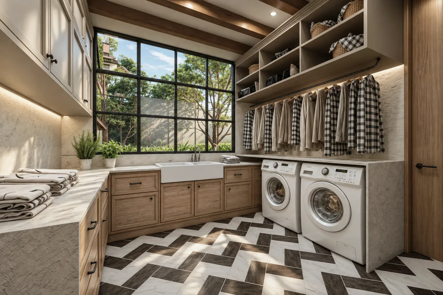 Casa La Estrella D&P – laundry room with wood cabinetry