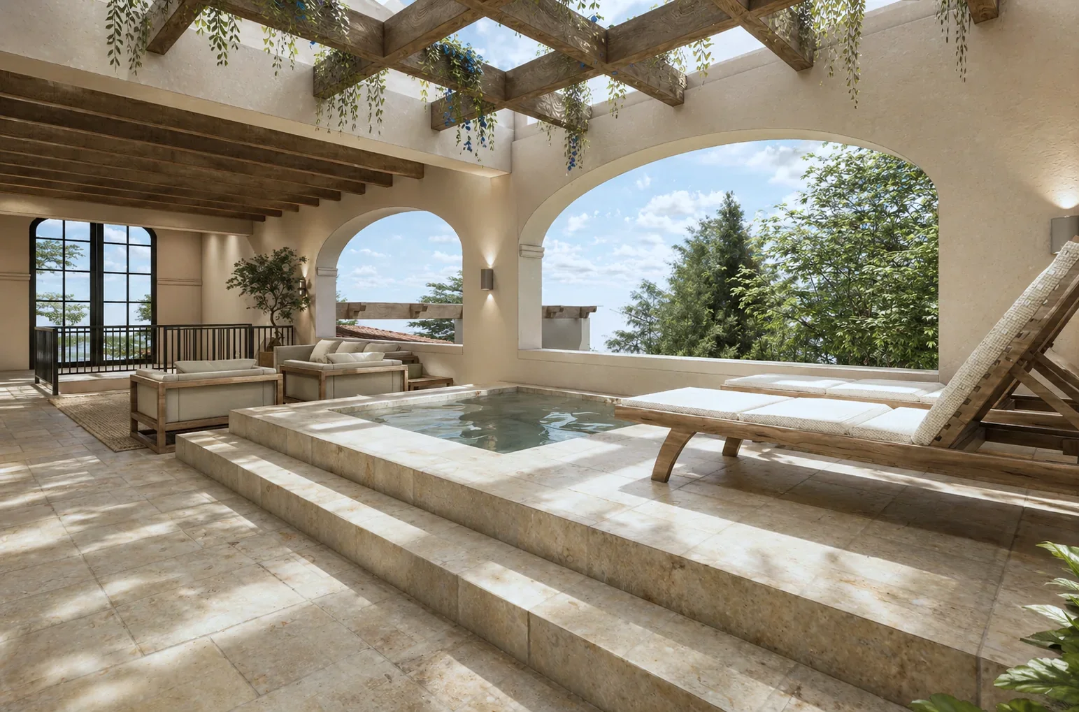 Casa La Estrella D&P – terrace with jacuzzi and timber pergola