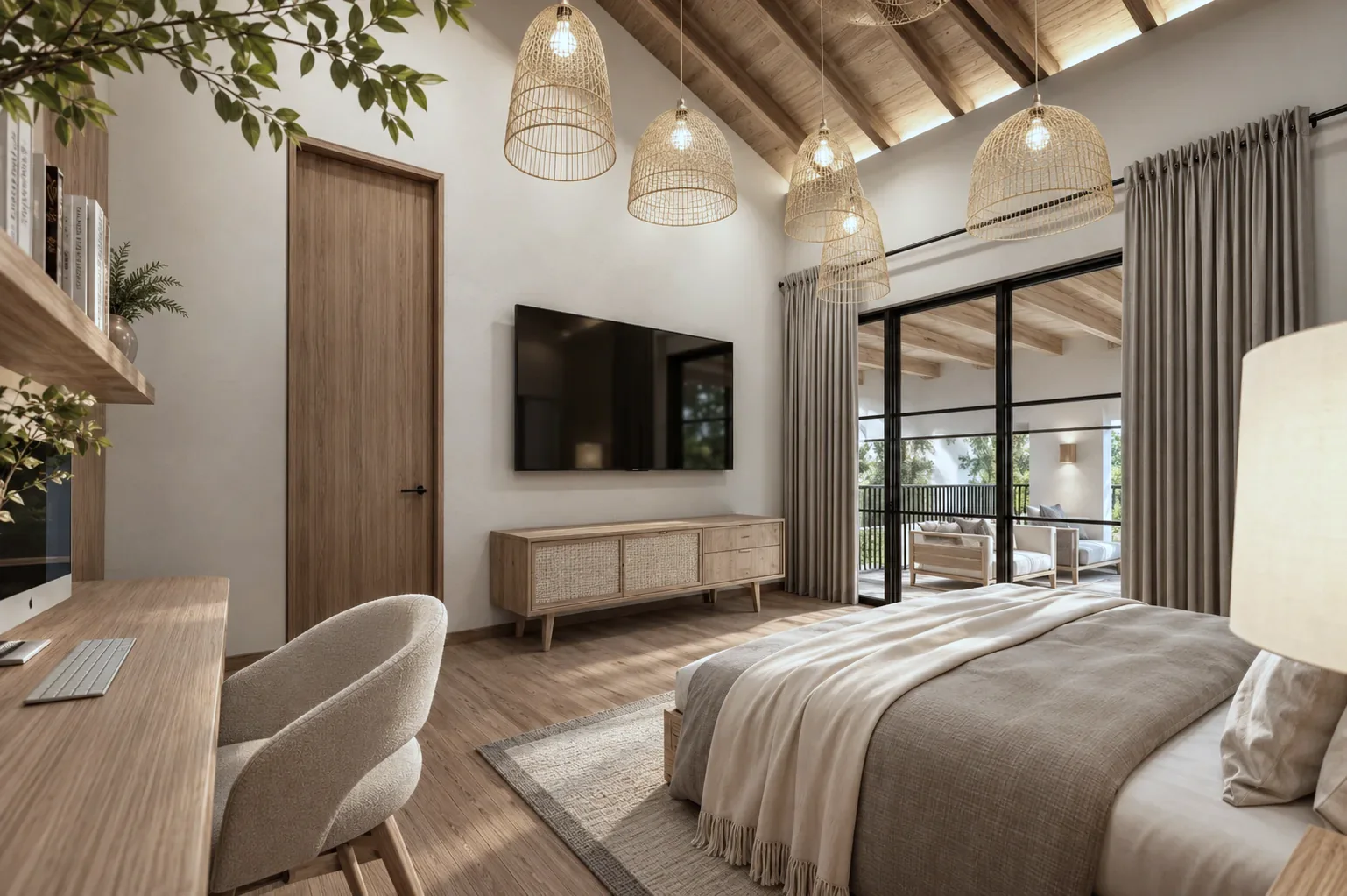 Casa La Estrella D&P – master bedroom with study area