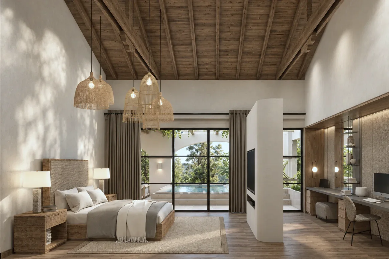 Casa La Estrella D&P – bedroom with desk and large window