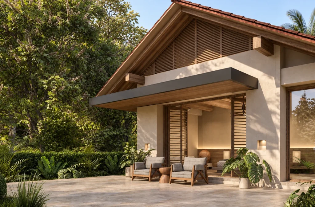 Casa La Florida DS – terraza privada de habitación bajo alero y cubierta a dos aguas